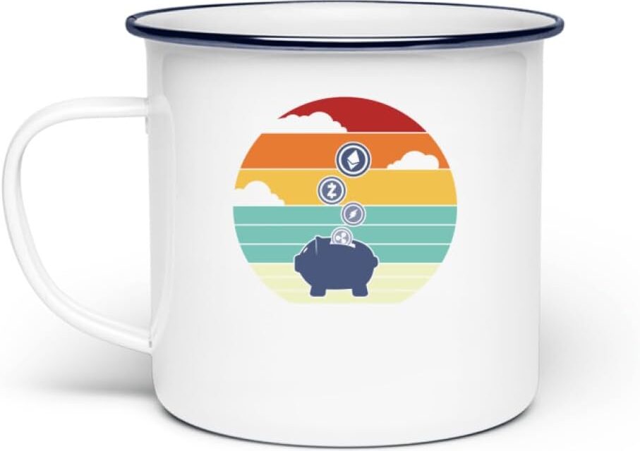 Generisch Retro Wallet Crypto Kryptowährung Crypto Miner Altcoins – Emaille Tasse -Einheitsgröße-White