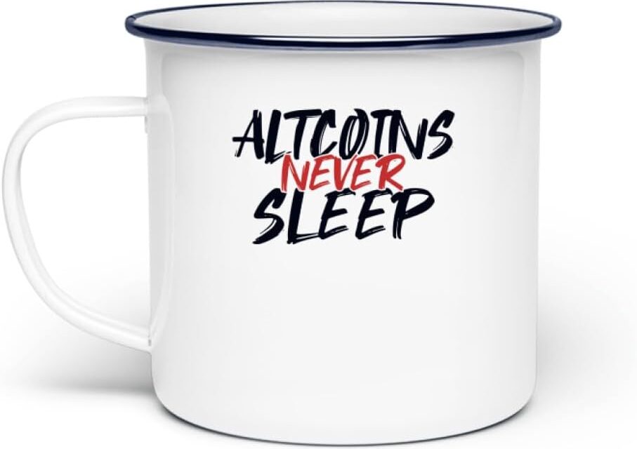 Altcoins Never Sleep Wallet Crypto Kryptowährung – Emaille Tasse -Einheitsgröße-White