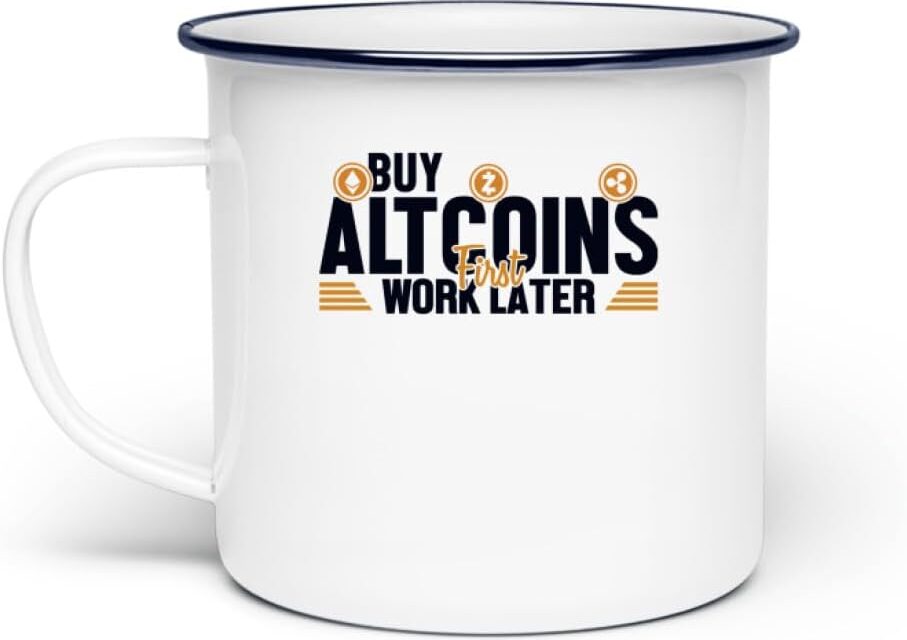 Generisch Buy Altcoins First Work Later Wallet Crypto Kryptowährung – Emaille Tasse -Einheitsgröße-White