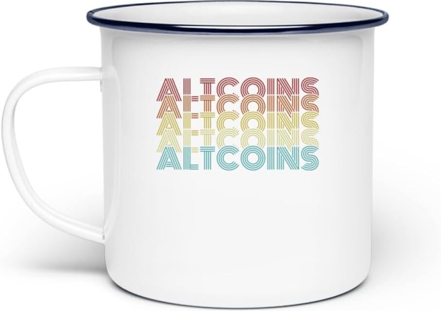 Generisch Altcoins Retro Text Wallet Crypto Kryptowährung – Emaille Tasse -Einheitsgröße-White