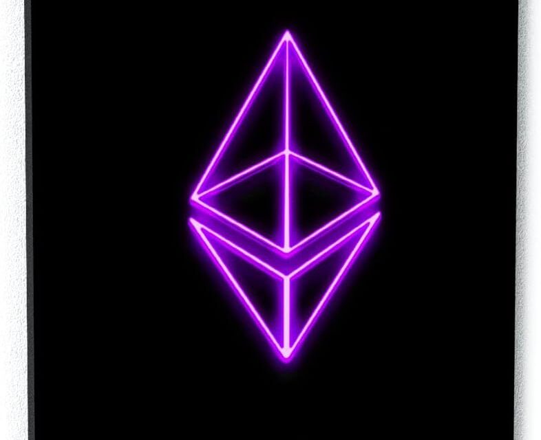 Ethereum Leinwandkunst – Neon Crypto ETH Büro Geld Pop Entrepreneur Home Decor Druck Poster Malerei X-Large 91,4 x 121,9 cm / 3,8 cm | Sense Leinwand