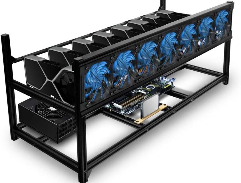 Kingwin Miner Rig Case W/6 oder 8 GPU Mining Stapelbarer Rahmen Expert Crypto Mining Rack für Ethereum Classic, Flux, Ergo,Luftkonvektion zur Verbesserung der GPU Kryptowährung, Testbank PC Gehäuse