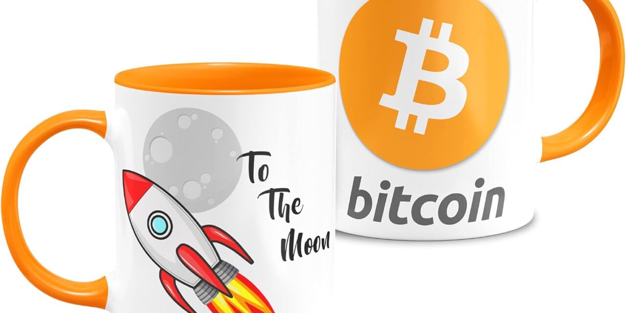 Cryptocurrency Tasse To The Moon Weiße Keramiktasse 11oz Original Gifts (Bitcoin-Orange)