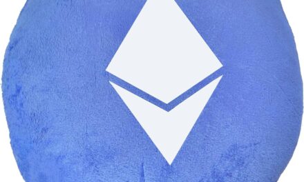 BitcoinMerch.com – Blaues Ethereum (ETH) abgerundetes Eliptisches Plüschkissen mit gesticktem Logo Kryptowährung Kryptowährung Dekoration