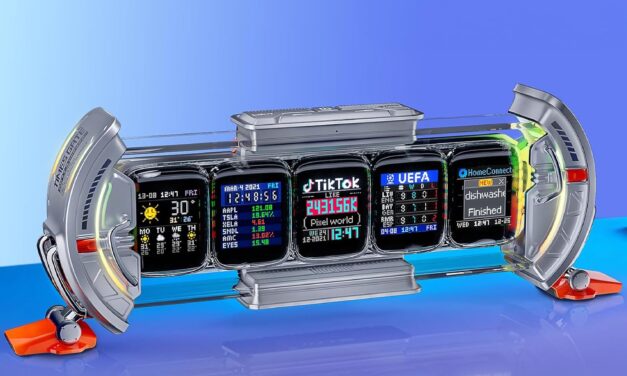 Divoom Times Gate WiFi Pixel Art Informative Display,5pcs 128 * 128 IPS Bildschirm,LED Digital Clock Lights Dekorativ mit APP Steuerung für Gaming Zimmer Tisch Setup Dekoration Silver Grey