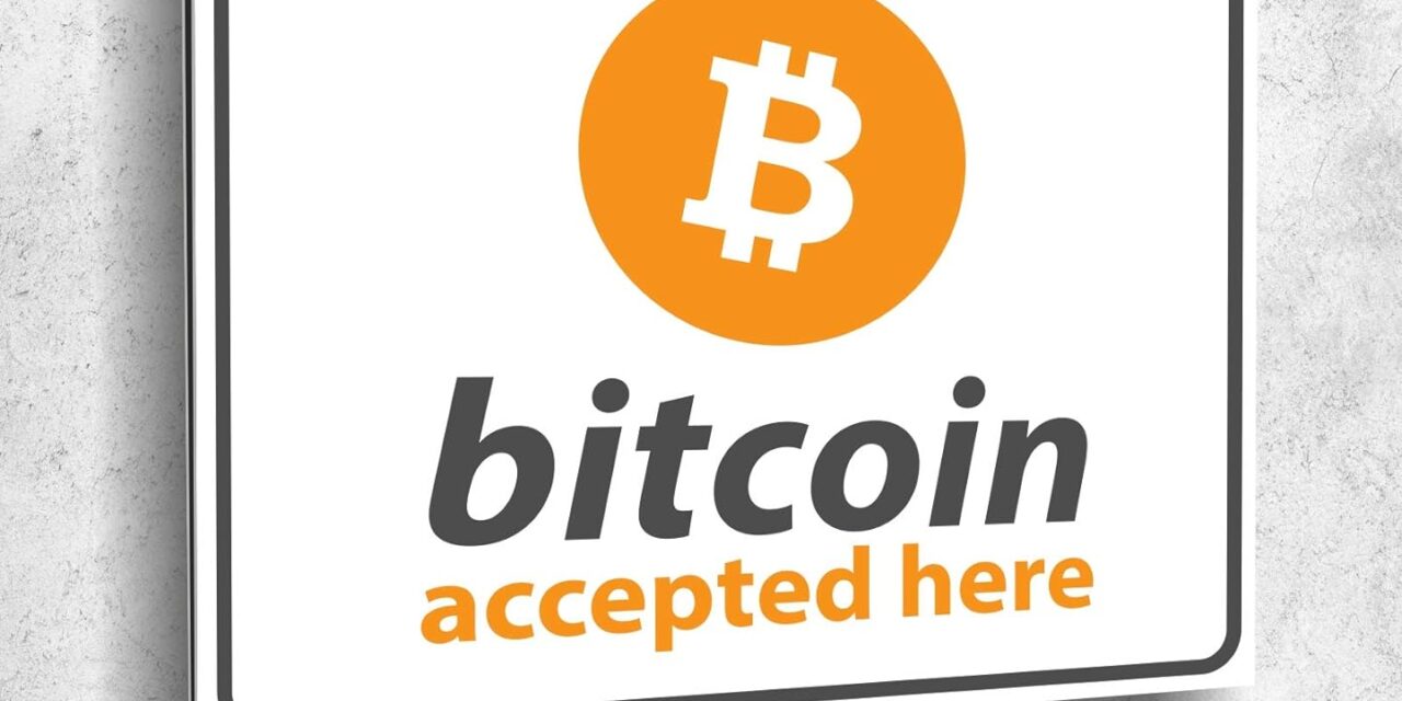 Schild Bitcoin accepted here UV Druck 20 x 30cm – 3mm Aluverbund – Made in Germany